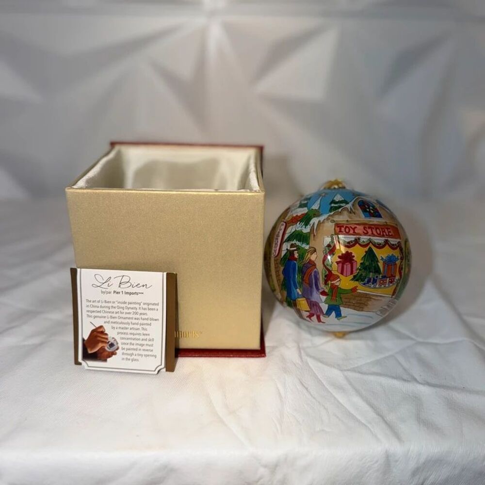 Vintage Pier 1 Imports Li Bien 2005 Toy Store Glass Ornament with Box